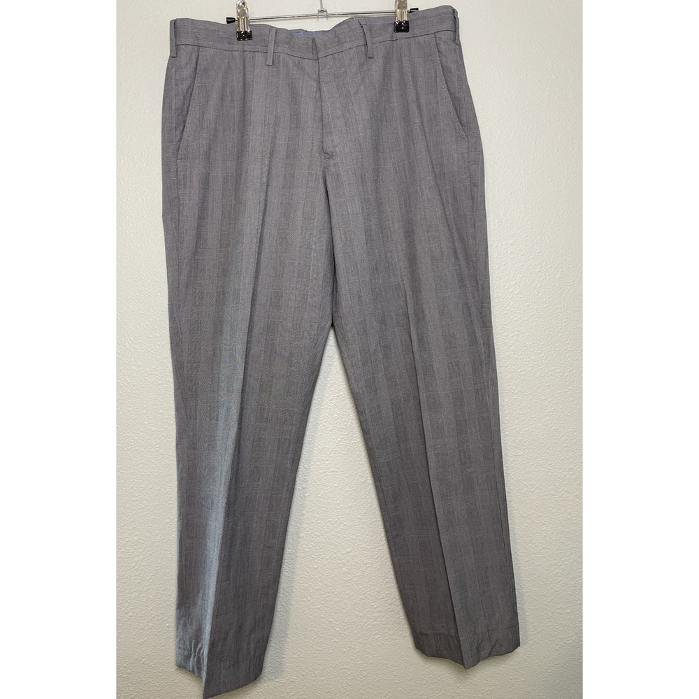 J Crew Pants Mens 33x32 Gray Plaid Classic Straight Chino Flat Front 100% Cotton